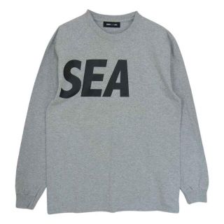 ウィンダンシー(WIND AND SEA)のWIND AND SEA ウィンダンシー Ｔシャツ WDS CS 03 ロゴ クルーネック 長袖 Tシャツ グレー系 M【中古】(シャツ)