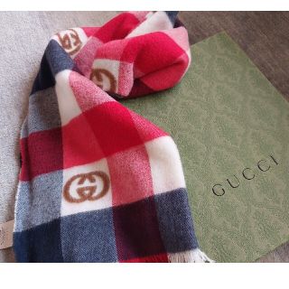 グッチ(Gucci)のGUCCIグッチ⭐インターロッキングチェックのマフラー(マフラー/ショール)