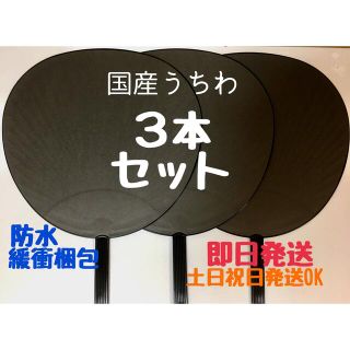 コンサート ジャンボうちわ 黒 (艶なし) 無地 3本セット(その他)