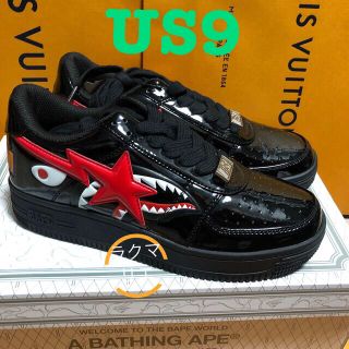 アベイシングエイプ(A BATHING APE)のBAPE STA LOW SHARK PATENT BLACK RED 9 27(スニーカー)