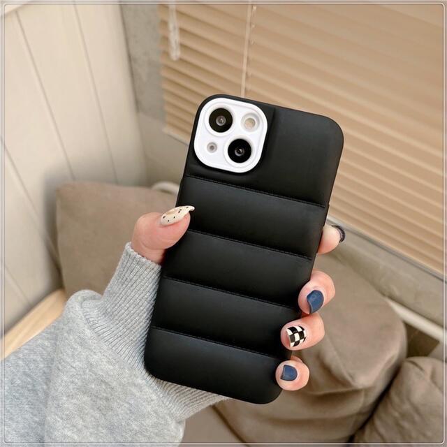 ダウンジャケット iPhone11pro ケース ブラック かわいい モコモコ