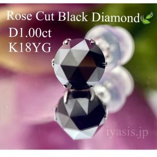 1.00ct🍃片耳用🍃大粒で綺麗なローズカットブラックダイヤモンドピアス(ピアス)