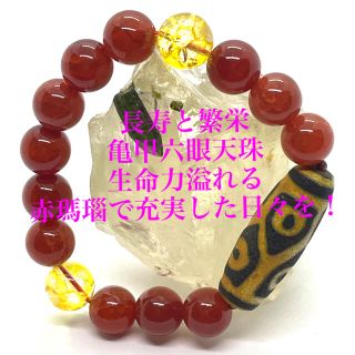 ストライプ デザイン/Striipe design 亀甲六眼天珠⭐️赤瑪瑙