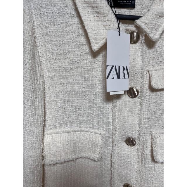 ZARA(ザラ)のZARAホワイトツイードジャケット新品タグ付 レディースのジャケット/アウター(その他)の商品写真