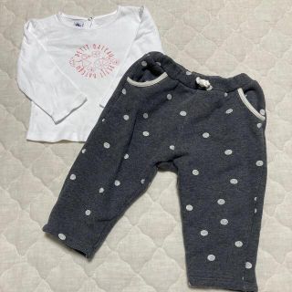 プチバトー(PETIT BATEAU)のPETIT BATEAU 74cm パンツ裏起毛　ロンT(パンツ)