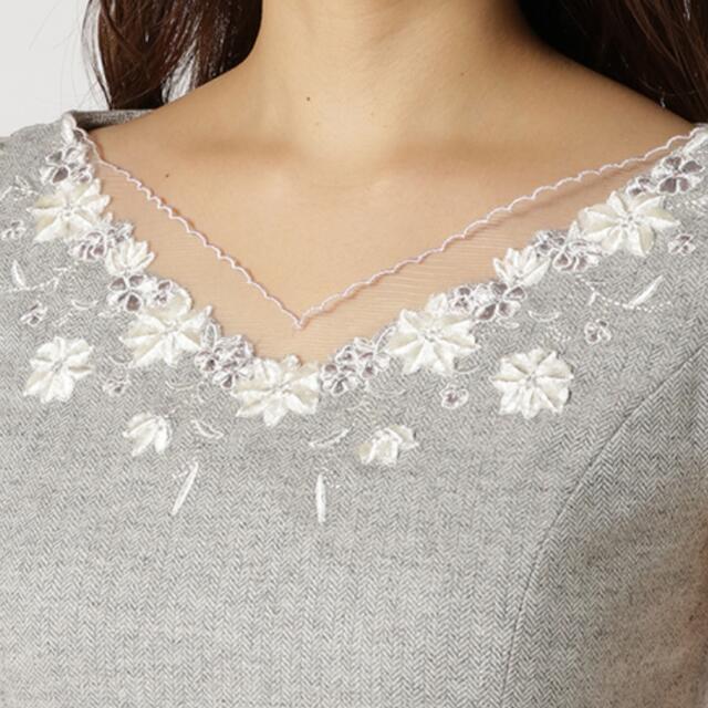 ウィルセレクション グレー 刺繍ワンピース willselection