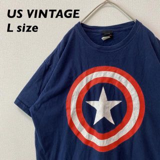 マーベル(MARVEL)のUS古着　マーベル　半袖Tシャツ　プリントロゴ　キャプテン・アメリカ　Lサイズ(Tシャツ/カットソー(半袖/袖なし))