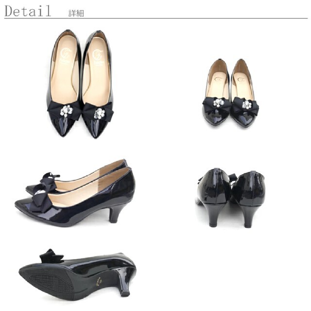エナメル リボンパンプス レディースの靴/シューズ(ハイヒール/パンプス)の商品写真