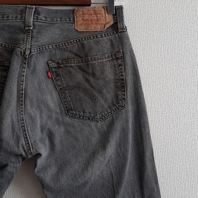 古着メキシコ製リーバイス501先染ブラックストレートパンツボタン