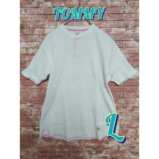 トミー(TOMMY)のTOMMY トミー 半袖 ヘンリーネックTシャツ 白 sizeL(Tシャツ/カットソー(半袖/袖なし))