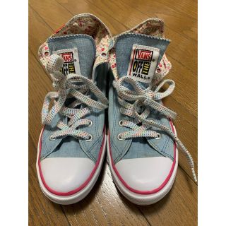 ヴァンズ(VANS)のVANS バンズ　ハイカット花柄×デニムスニーカー　24cm(スニーカー)