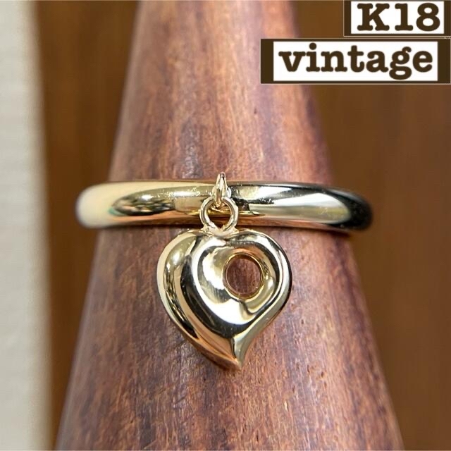 美品　ハートチャームが可愛い✨　monarca  K18 ゴールド　12号リング(指輪)
