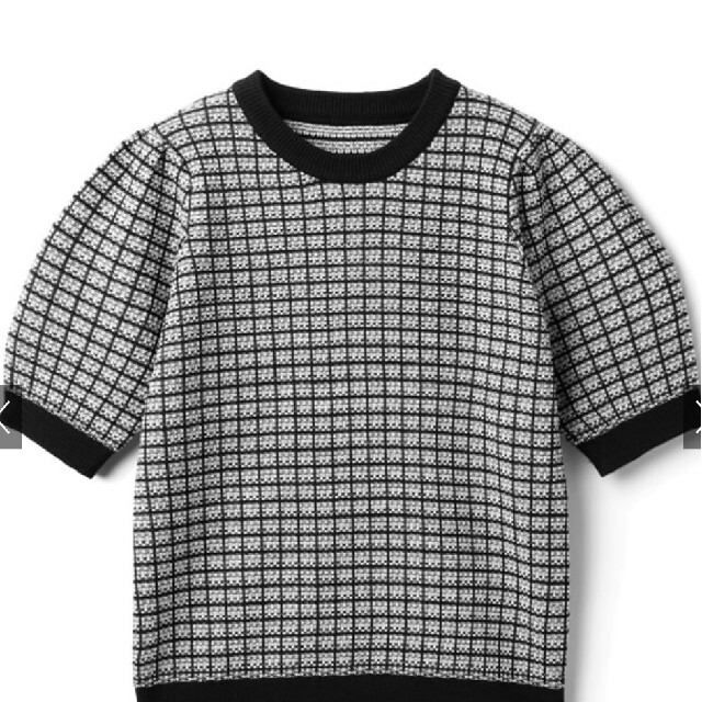 GRL(グレイル)のラメ入りツィード編みチェック柄ニットトップス レディースのトップス(カットソー(半袖/袖なし))の商品写真