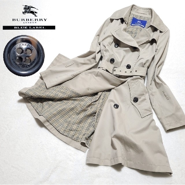 BURBERRY BLUE LABEL(バーバリーブルーレーベル)の【良品】バーバリーブルーレーベル トレンチコート 裏地ノバチェック ベルト 40 レディースのジャケット/アウター(トレンチコート)の商品写真