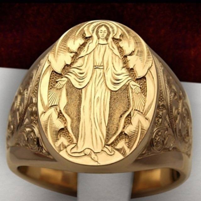 【SALE】リング メンズ アクセサリー ゴールド マリア 聖母 指輪 20号 メンズのアクセサリー(リング(指輪))の商品写真