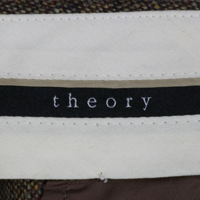 theory(セオリー)のセオリー　ウール　ツイード　パンツ　ブラウン　ストレッチ　2　M レディースのパンツ(カジュアルパンツ)の商品写真