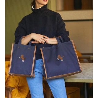 ドゥロワー(Drawer)のSEVENTENbyMIHOKAWAHITOセブンテン馬刺繍トートネイビー大(トートバッグ)