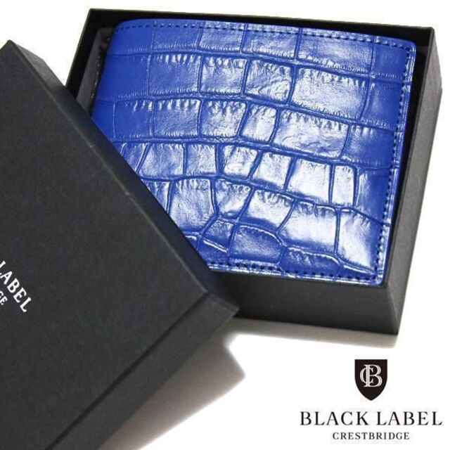 新品 ブラックレーベル クレストブリッジ クロコ 小銭入れ 二つ折り財布ファッション小物