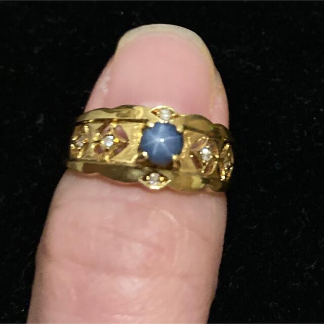 18k スターサファイア　ダイヤモンドリング レディースのアクセサリー(リング(指輪))の商品写真