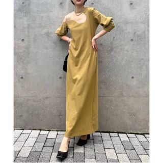 アメリヴィンテージ(Ameri VINTAGE)のLAKE CURVE TRICOT RIB DRESS　Mサイズ(ロングワンピース/マキシワンピース)