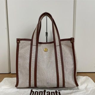 bonfanti - ボンファンティ　Bonfanti ミニトート中古　キャンバスレザーダークブラウン