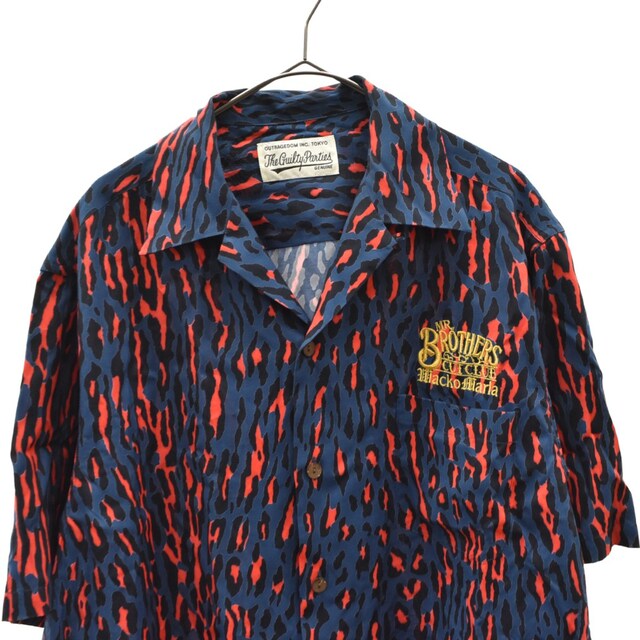 WACKO MARIA ワコマリア ×MR.BROTHERS CUT CLUB HAWAIIAN S/S SHIRT ミスターブラザーズカットクラブ ハワイアン半袖シャツ ネイビー