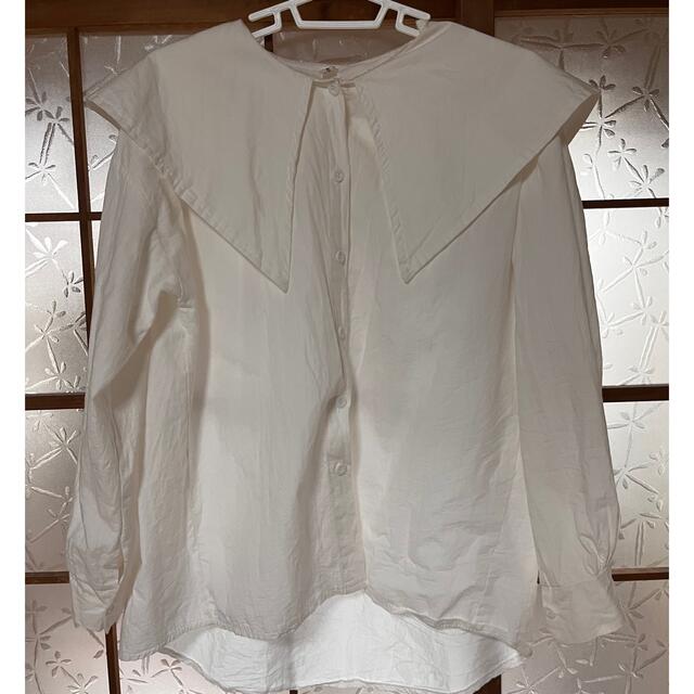 海外通販　ビッグ襟付きブラウスL レディースのトップス(シャツ/ブラウス(長袖/七分))の商品写真