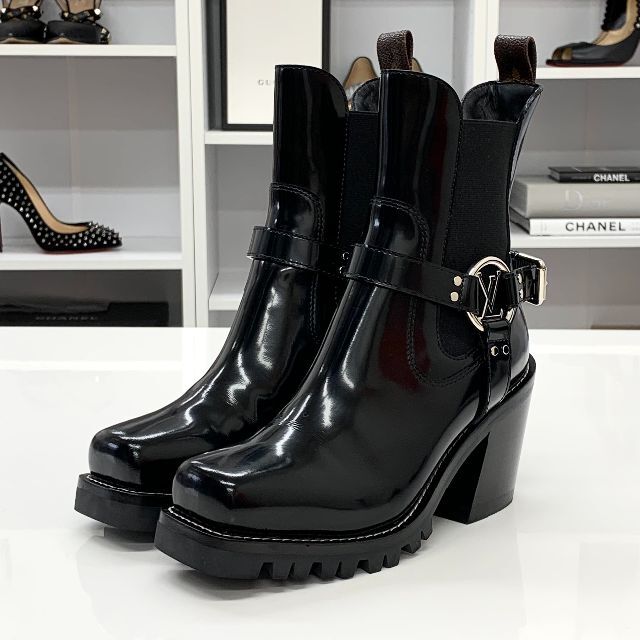 LOUIS VUITTON - 4374 ヴィトン レザー LV金具 ベルト サイドゴア