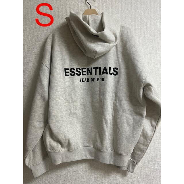 ESSENTIALS 薄いグレー パーカー バックロゴ S