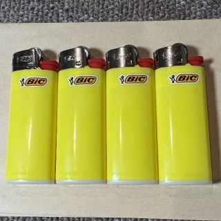 BIC J25 ミニライター 4本セット イエロー(ストーブ/コンロ)