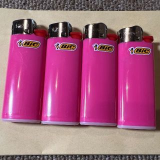 BIC J25 ミニライター 4本セット ピンク(ストーブ/コンロ)