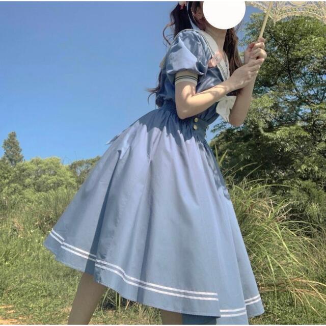 ハロウィン コスプレ 水色 ゆめかわ 制服 セーラー服セーラーワンピース  エンタメ/ホビーの同人誌(コスプレ)の商品写真