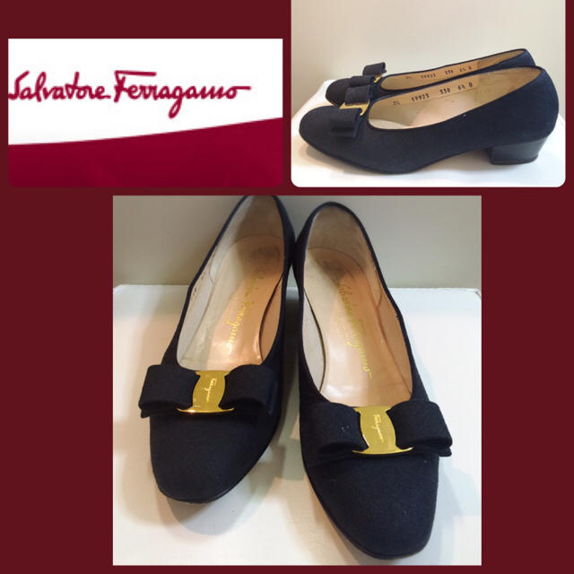 Ferragamo(フェラガモ)のフェラガモ♡定番ヴァラ♡ブラックキャンバス パンプス♡ レディースの靴/シューズ(ハイヒール/パンプス)の商品写真