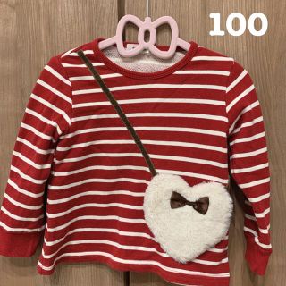 ベベ(BeBe)の【100センチ】ハートファーバック風トレーナー❤︎べべ(Tシャツ/カットソー)