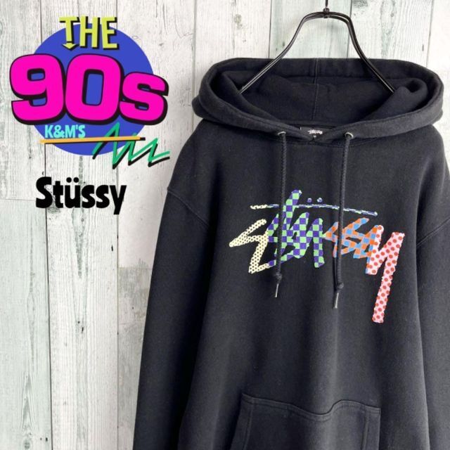 90's Stüssy ステューシー  USA製　スクリプトロゴ　パーカー