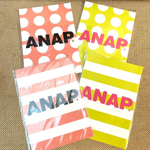 ANAP(アナップ)のanap ノート　4冊セット　ピンク　グリーン　緑　水玉　ボーダー　ドット インテリア/住まい/日用品の文房具(ノート/メモ帳/ふせん)の商品写真