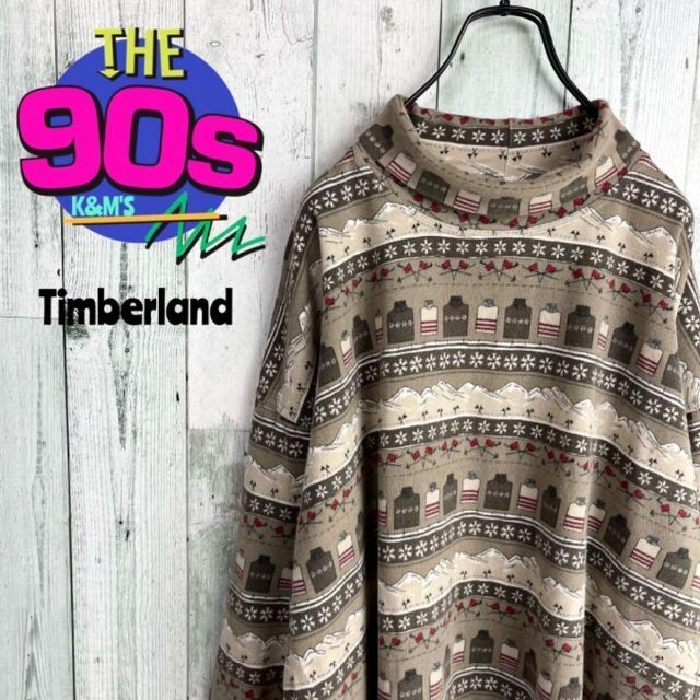 Timberland(ティンバーランド)の90's Timberland ウェザーギア  総柄　ビッグサイズ　Tシャツ メンズのトップス(スウェット)の商品写真
