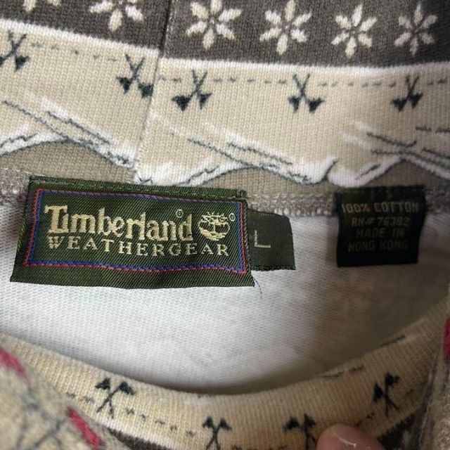 Timberland(ティンバーランド)の90's Timberland ウェザーギア  総柄　ビッグサイズ　Tシャツ メンズのトップス(スウェット)の商品写真