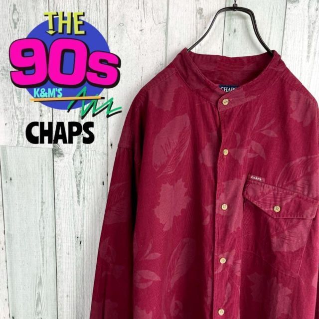 90's チャップスラルフローレン　ロゴ刺繍　透かし柄　コーディロイシャツ