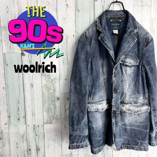 90's woolrich ウールリッチ　ダメージデニムテーラードジャケット
