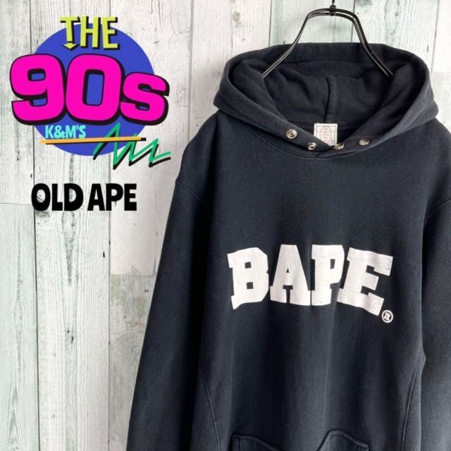 ABATHINGAPEの9090's APE アベイシングエイプ　初期タグ　BAPE スナップボタンパーカー