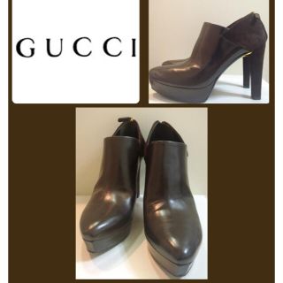 グッチ(Gucci)のグッチ♡レザー×スエード ダークブラウン ショートブーティー♡(ブーティ)