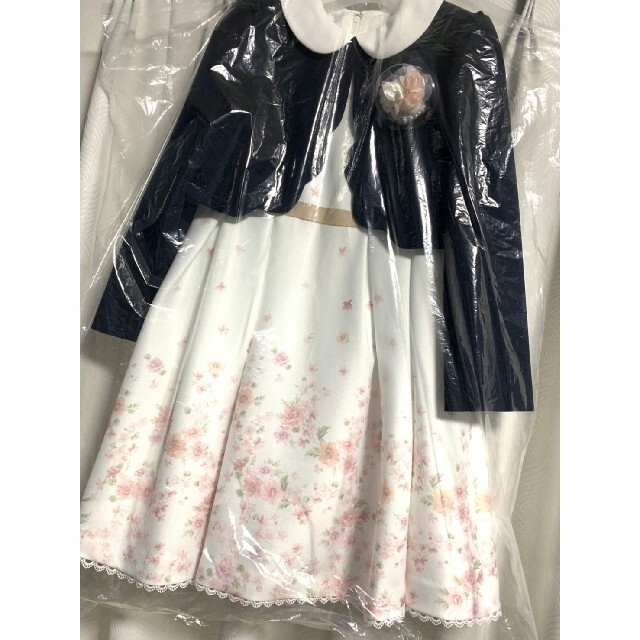 キッズ服女の子用(90cm~)新品未使用☆プティマイン☆花柄ワンピース&スカラップジャケットセット