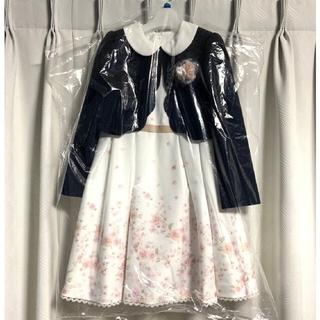 【入学式】petit main 花柄ワンピ+スカラップジャケットセット