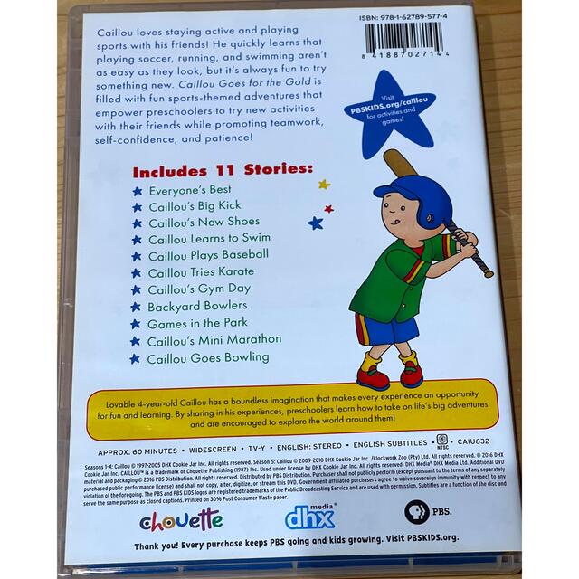 子供　英語DVD  カイユーCaillou Goes for the Gold エンタメ/ホビーのDVD/ブルーレイ(キッズ/ファミリー)の商品写真