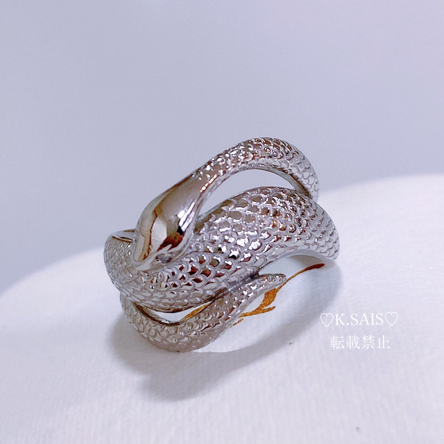 プラチナ900 スネーク ダイヤモンド リング 白蛇 ヘビ PT900 K18の通販