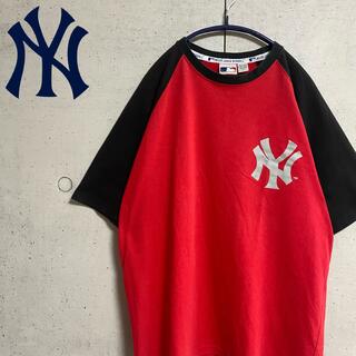 マジェスティック(Majestic)のMLB/ニューヨーク・ヤンキース　ワンポイントロゴ　ラグラン　Tシャツ　M 古着(Tシャツ/カットソー(半袖/袖なし))