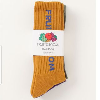 フルーツオブザルーム(FRUIT OF THE LOOM)の【新品】FRUIT OF THE LOOM　C  縦ロゴ バイカラー 靴下(ソックス)