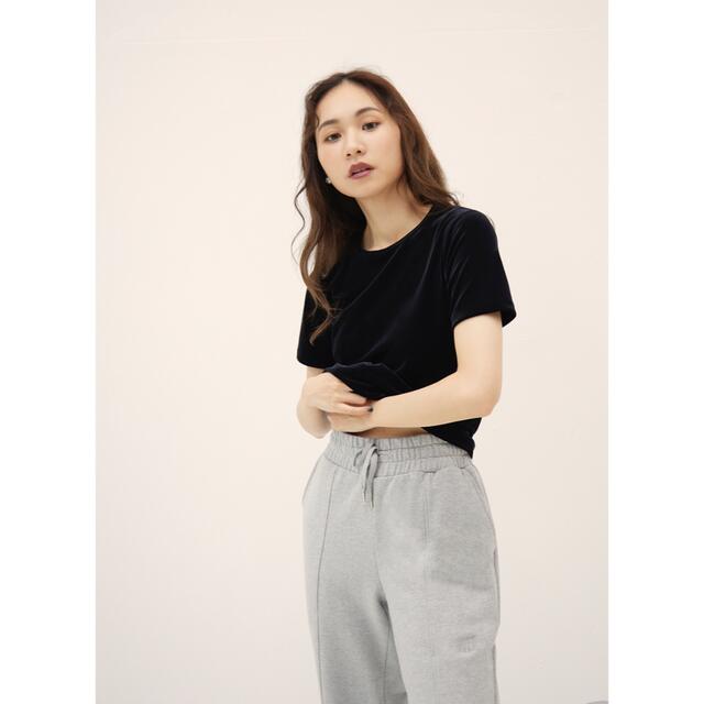 RANDEBOO(ランデブー)の新品未使用　タグ付き　ランデブー　Velour skin tee ベロアTシャツ レディースのトップス(Tシャツ(半袖/袖なし))の商品写真