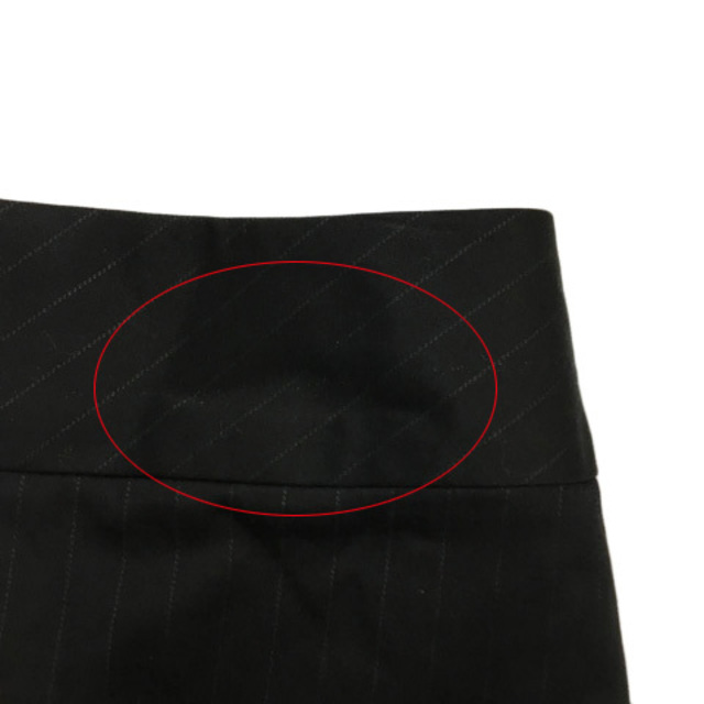 COMME CA ISM(コムサイズム)のコムサイズム スカート 台形 膝丈 ストライプ M 黒 グレー ブラック レディースのスカート(ひざ丈スカート)の商品写真